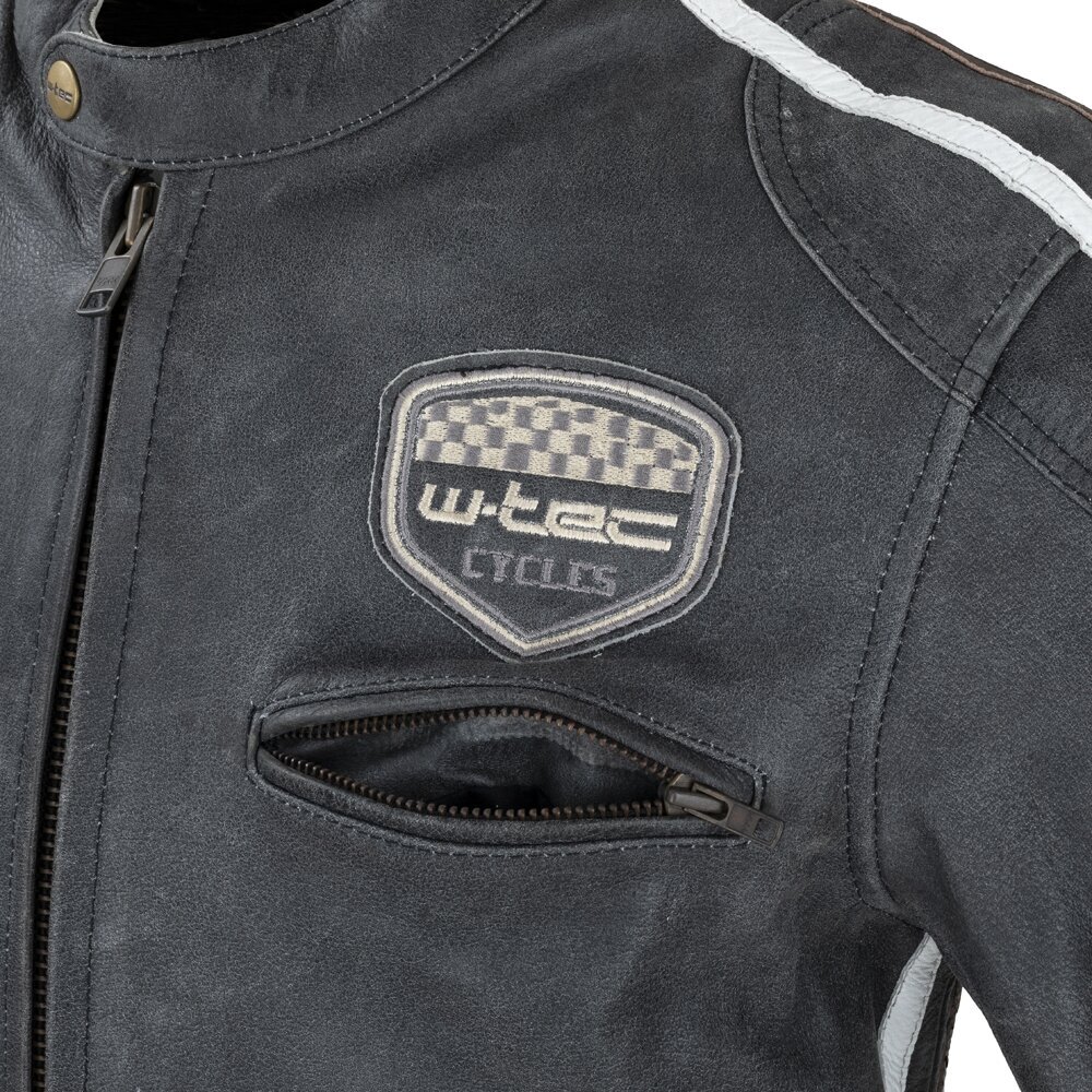 Vyriškas odinis moto švarkas W-TEC Dark Grey Vintage - Dark Grey 5XL kaina ir informacija | Moto striukės | pigu.lt