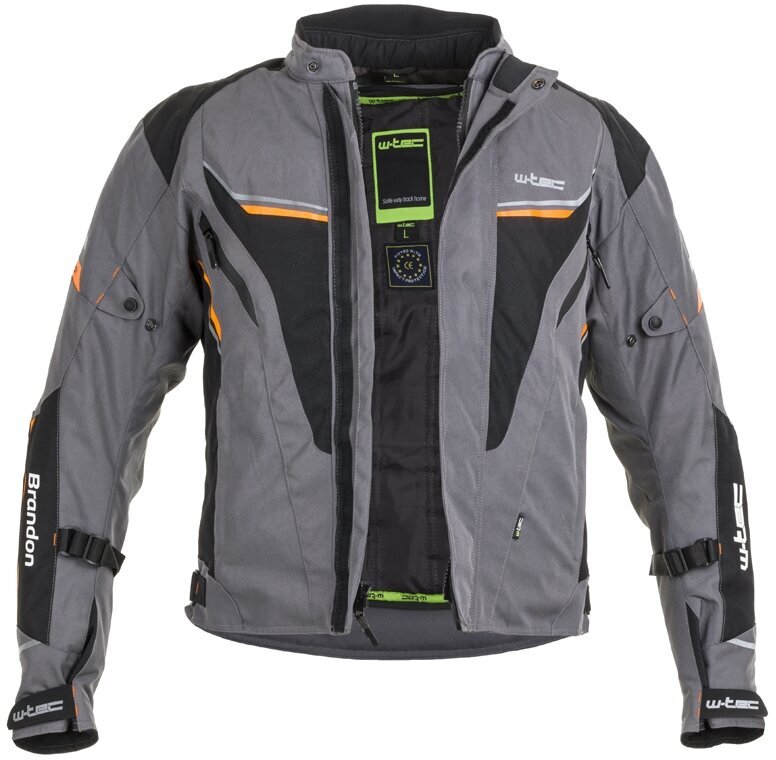 Vyriškas motocikliniko švarkas W-Tec Brandon - Black-Grey-Orange XL kaina ir informacija | Moto striukės | pigu.lt