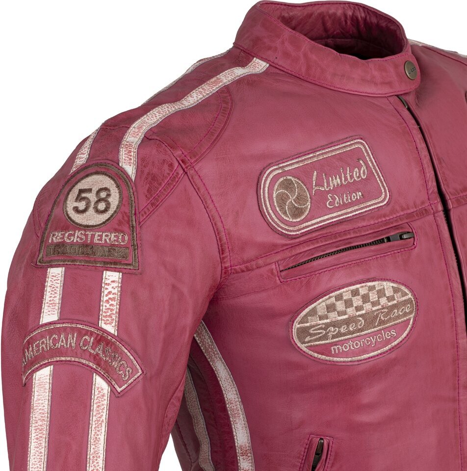 Moteriška odinė moto striukė W-TEC Sheawen Lady Pink - XS kaina ir informacija | Moto striukės | pigu.lt