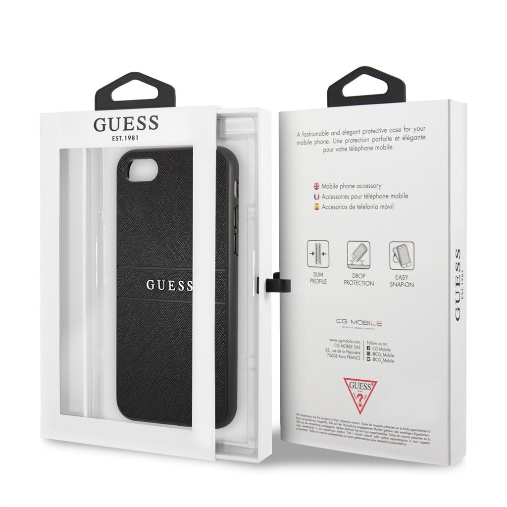 Guess dėklas, skirtas iPhone 7/8/SE2020/SE2022, juodas kaina ir informacija | Telefono dėklai | pigu.lt