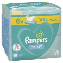 Pampers Fresh Clean drėgnos servetėlės ​​480vnt kaina ir informacija | Drėgnos servetėlės, paklotai | pigu.lt