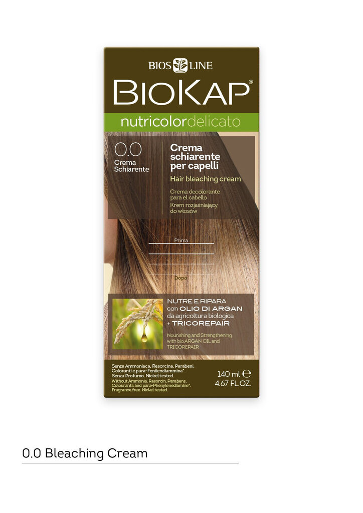 Plaukų dažai Biosline Nutricolor Delicato 0.0, 140 ml kaina ir informacija | Plaukų dažai | pigu.lt