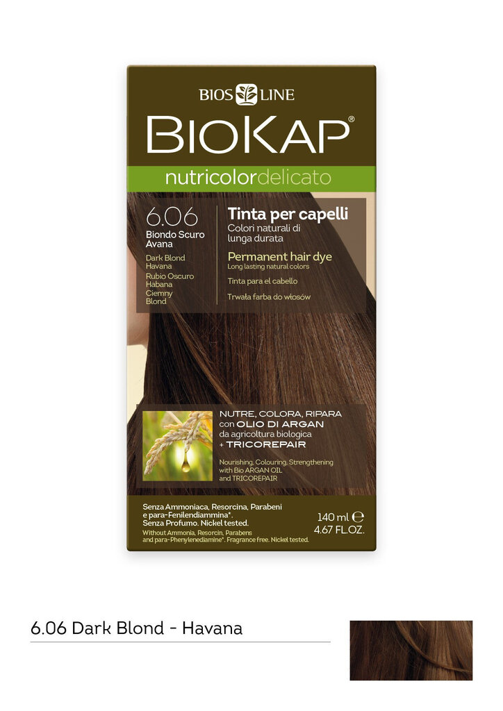 Ilgalaikiai plaukų dažai Nutricolor Delicato 6.06 Dark Blond Havana, 140 ml kaina ir informacija | Plaukų dažai | pigu.lt
