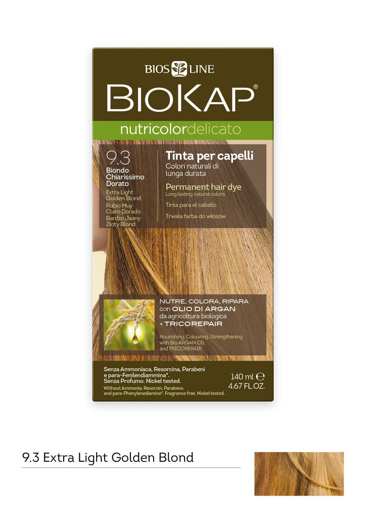 Ilgalaikiai plaukų dažai Nutricolor Delicato 9.3 Extra Light Golden Blond, 140 ml kaina ir informacija | Plaukų dažai | pigu.lt