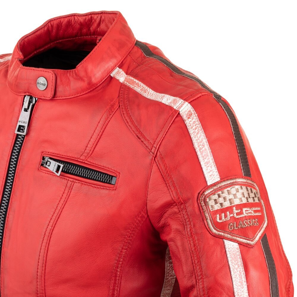 Moteriškas odinis švarkas W-TEC Umana - Red XS kaina ir informacija | Moto striukės | pigu.lt