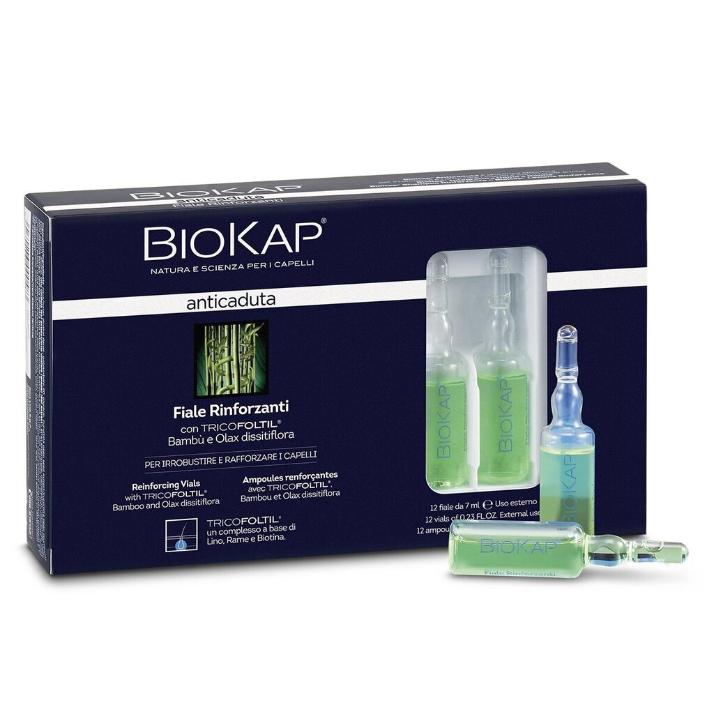 Plaukų augimą skatinančios ampulės BioKap Anti-hair loss, 12x7 ml kaina ir informacija | Priemonės plaukų stiprinimui | pigu.lt