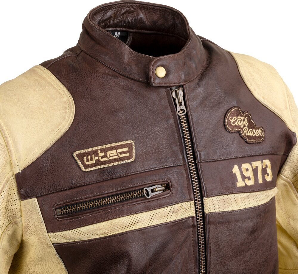 Vyriška odinė motociklo striukė W-TEC Retro - Black-Brown-Beige M kaina ir informacija | Moto striukės | pigu.lt