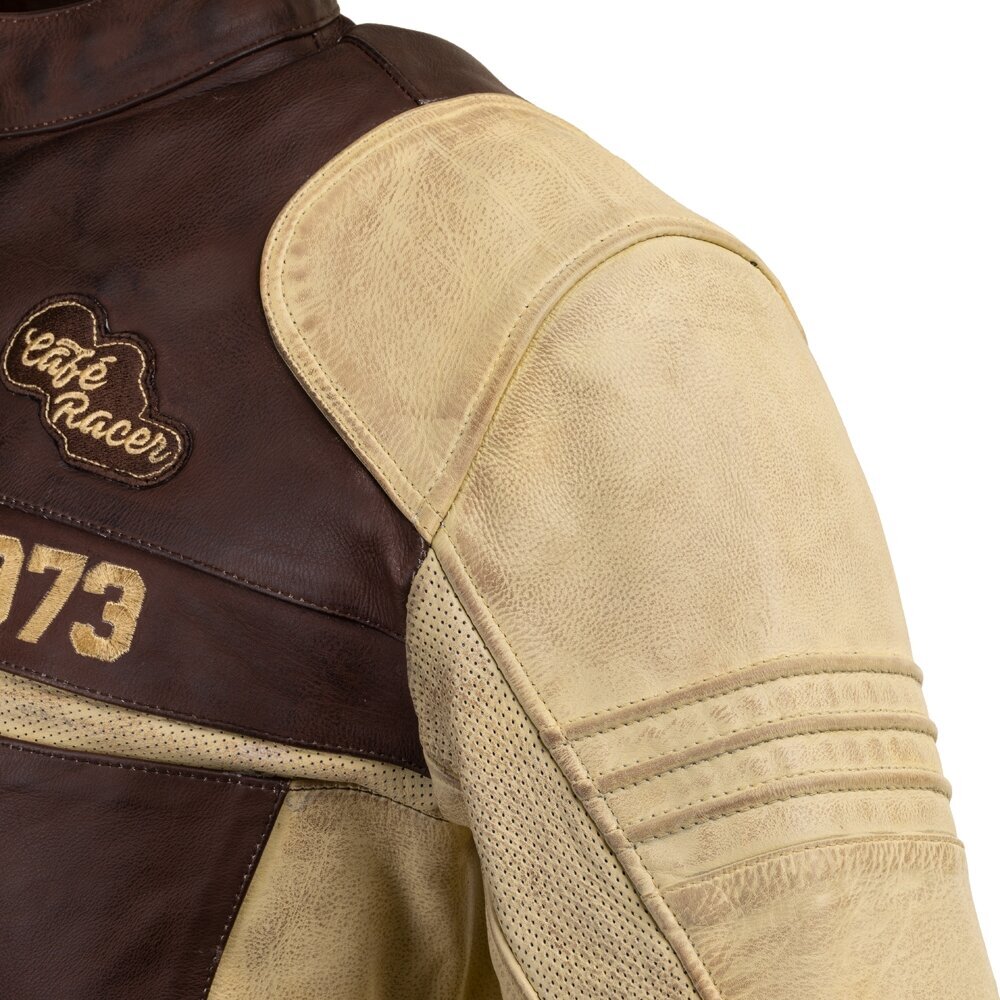 Vyriška odinė motociklo striukė W-TEC Retro - Black-Brown-Beige M kaina ir informacija | Moto striukės | pigu.lt