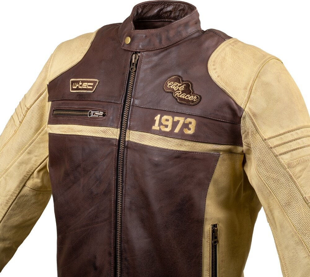 Vyriška odinė motociklo striukė W-TEC Retro - Black-Brown-Beige M kaina ir informacija | Moto striukės | pigu.lt