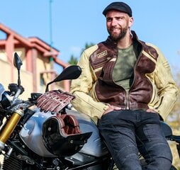 Vyriška odinė motociklo striukė W-TEC Retro - Black-Brown-Beige L kaina ir informacija | Moto striukės | pigu.lt