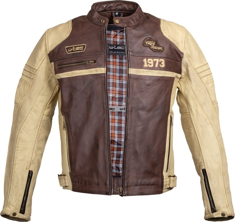 Vyriška odinė motociklo striukė W-TEC Retro - Black-Brown-Beige XL kaina ir informacija | Moto striukės | pigu.lt