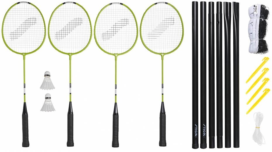 Badmintono rinkinys Stiga Weekend WS, 4 raketės, 2 badmintono kamuoliukai, tinklas su stulpeliais kaina ir informacija | Badmintonas | pigu.lt