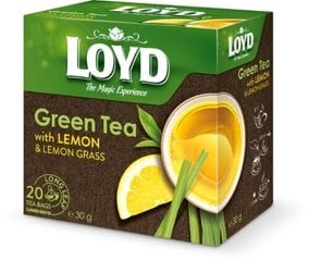 Loyd ароматизированный зеленый чай с лимонной цедрой и лимонной травой, 20 x 1,5 г цена и информация | Чай | pigu.lt