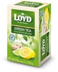 Зеленый чай Loyd со вкусом лимона, лайма и имбиря, 20 x 1,7 г цена и информация | Чай | pigu.lt