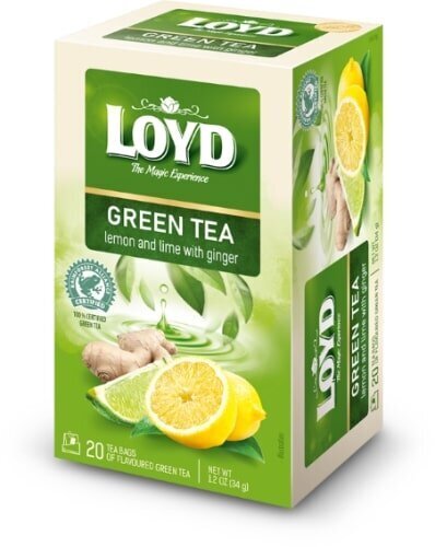 Loyd žalioji arbata, citrinų-laimų ir imbiero skonio, 20 x 1.7g kaina ir informacija | Arbata | pigu.lt