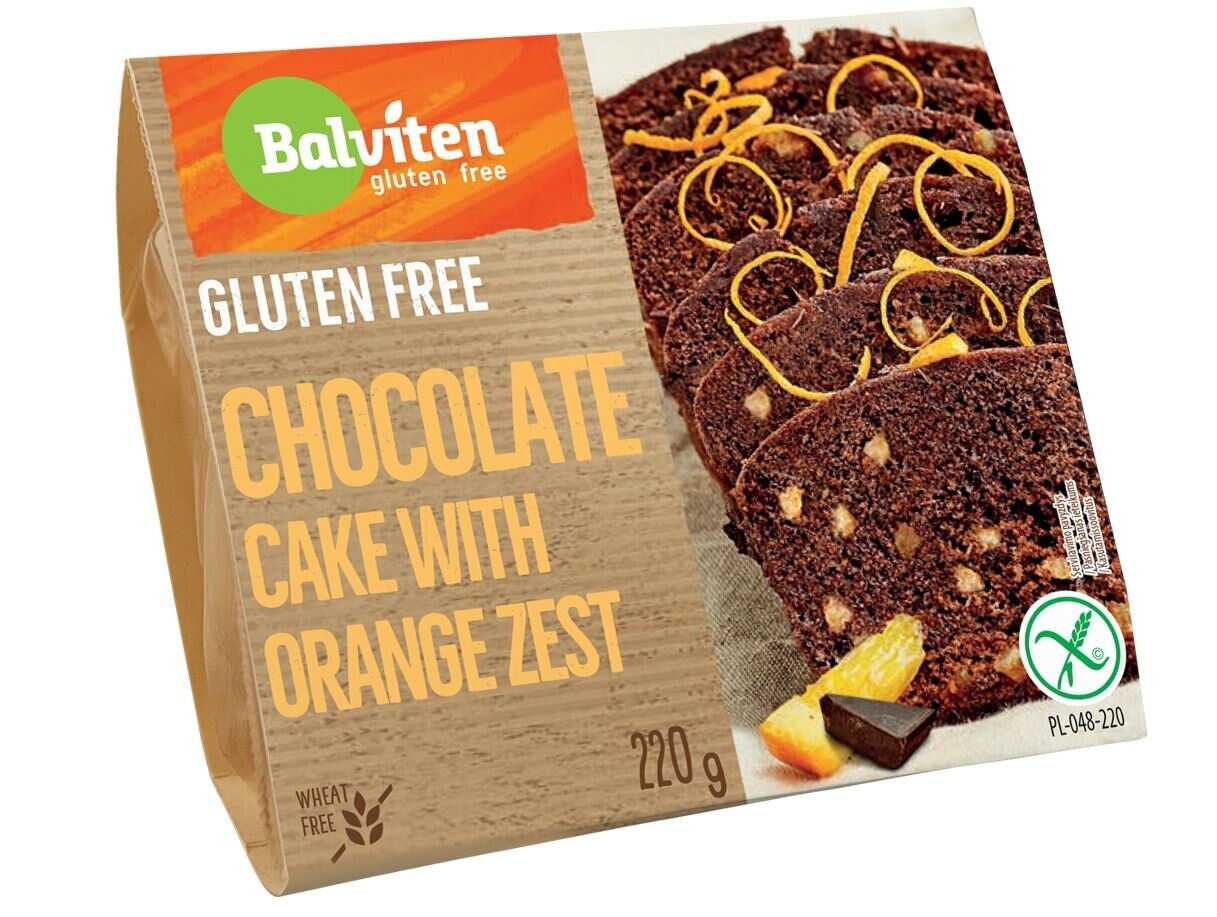Šokoladinis pyragas Balviten Gluten free, su apelsino žievele, 220 g kaina ir informacija | Saldumynai | pigu.lt