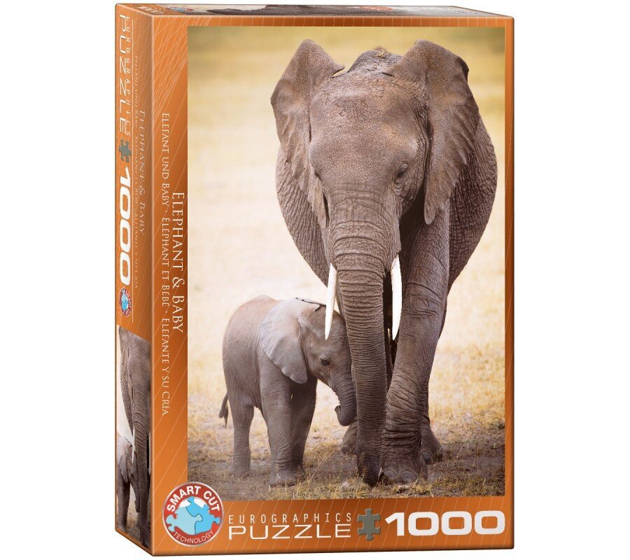 Dėlionė Eurographics, 6000-0270, Elephant and Baby, 1000 d. kaina ir informacija | Dėlionės (puzzle) | pigu.lt