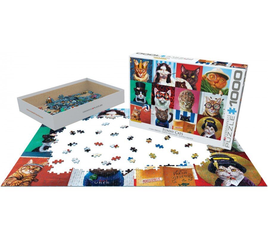 Dėlionė Eurographics, 6000-5522, Funny Cats, 1000 d. kaina ir informacija | Dėlionės (puzzle) | pigu.lt