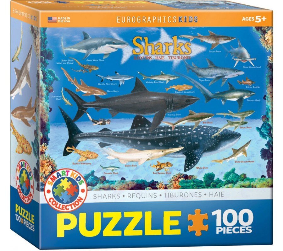 Dėlionė Eurographics, 6100-0079, Sharks, 100 d. цена и информация | Dėlionės (puzzle) | pigu.lt