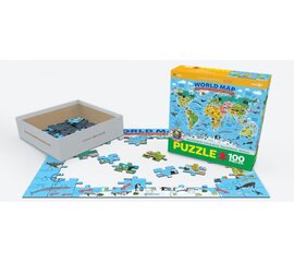 Dėlionė Eurographics, 6100-5554, Illustrated Map of the World, 100 d. kaina ir informacija | Dėlionės (puzzle) | pigu.lt