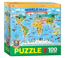 Пазл Eurographics, 6100-5554, Illustrated Map of the World, 100 шт. цена и информация | Пазлы | pigu.lt