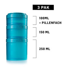 Blender Bottle Expansion Pak Prostak Black-Clear užkandžių dėžutė, 3 vnt. kaina ir informacija | Maisto saugojimo  indai | pigu.lt