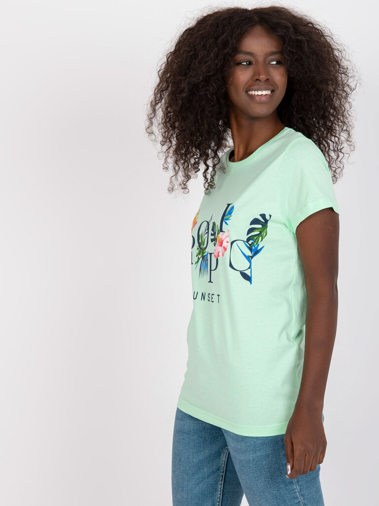 Marškinėliai moterims Variant 245557, žalios spalvos цена и информация | Marškinėliai moterims | pigu.lt