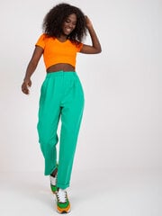 зеленые женские брюки из ткани с карманами rue paris цена и информация | Брюки | pigu.lt