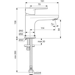 Смеситель для умывальника Ideal Standard Cerafine O без нижнего клапана, 5 л/мин, хром BC696AA цена и информация | Смесители | pigu.lt