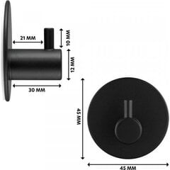 Крючок клейкий круглый, цвет черный, нержавеющая сталь, 1 шт. цена и информация | Аксессуары для ванной комнаты | pigu.lt