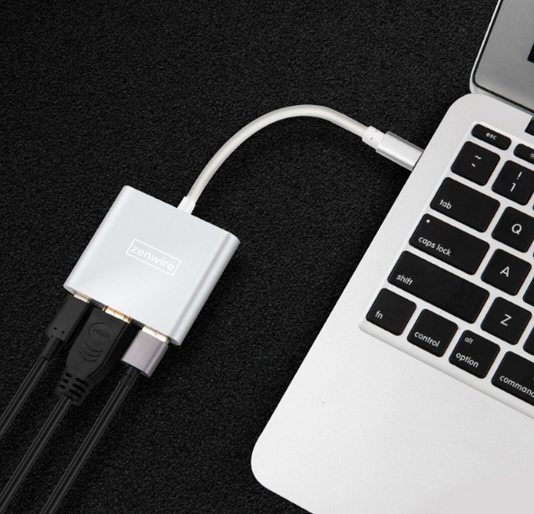 HUB USB-C 3-in-1 koncentratorius MHL adapteris HDMI 4K, USB 3.0. Power Delivery, MacBook Pro Air M1, Samsung DEX Zenwire kaina ir informacija | Adapteriai, USB šakotuvai | pigu.lt