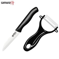 Samura 2in1 set of Ceramic Fruit Knife 75mm + ECO-CERAMIC kniveBlack kaina ir informacija | Peiliai ir jų priedai | pigu.lt