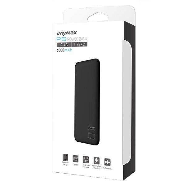 iMymax P6 Power Bank 6000 mAh цена и информация | Atsarginiai maitinimo šaltiniai (power bank) | pigu.lt