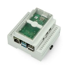 Dėklas skirtas Raspberry Pi 4B DIN bėgeliui - Multicomp Pro - pilkas kaina ir informacija | Atviro kodo elektronika | pigu.lt