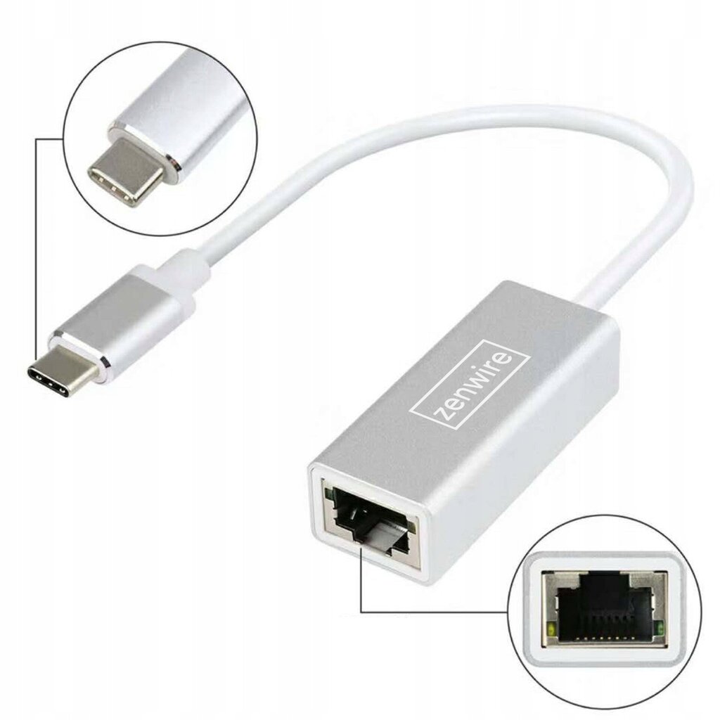 USB-C 3.1 USB-C 3.1 Ethernet RJ45 Gigabitinis 1000 Mbps LAN kaina ir informacija | Adapteriai, USB šakotuvai | pigu.lt