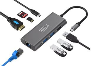 Adapteris Zenwire HUB USB-C 9w1, USB 3.0, Ethernet RJ45, HDMI 4K, SD, micro SD, Power Delivery 100W, DEX, Macbook Pro Air M1 цена и информация | Адаптеры, USB-разветвители | pigu.lt