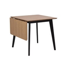 Обеденный стол ROXBY, 80/120x80xH76 см, дуб/чёрный цена и информация | Кухонные и обеденные столы | pigu.lt