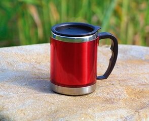 Termo puodelis BasicNature Stainless Steel Beaker MUG, 0.42L, raudonas kaina ir informacija | Turistiniai katiliukai, indai, įrankiai | pigu.lt