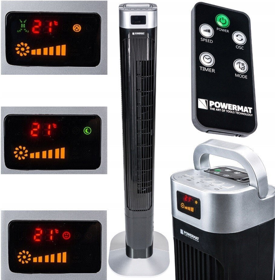 Ventiliatorius PowerMat 90W, juodas kaina ir informacija | Ventiliatoriai | pigu.lt