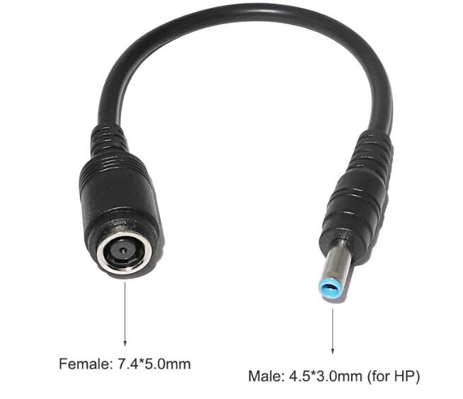 Adapteris Powermax 7.4x5.0mm į 4.5x3.0mm, skirtas Dell Inspiron, Hp Pavilion, Elitebook, Probook, Chromebook цена и информация | Adapteriai, USB šakotuvai | pigu.lt