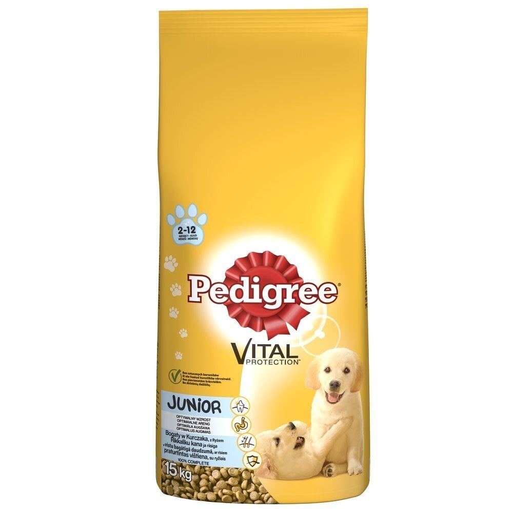 Pedigree Junior Professional Nutrition su vištiena, 15 kg kaina ir informacija | Sausas maistas šunims | pigu.lt