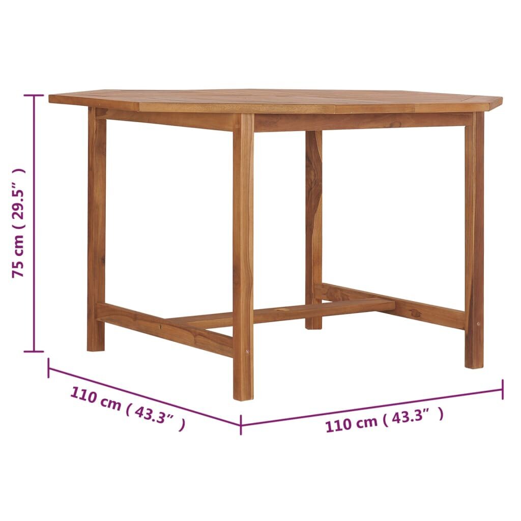 vidaXL Sodo valgomojo stalas, 110x110x75cm, tikmedžio medienos masyvas kaina ir informacija | Lauko stalai, staliukai | pigu.lt