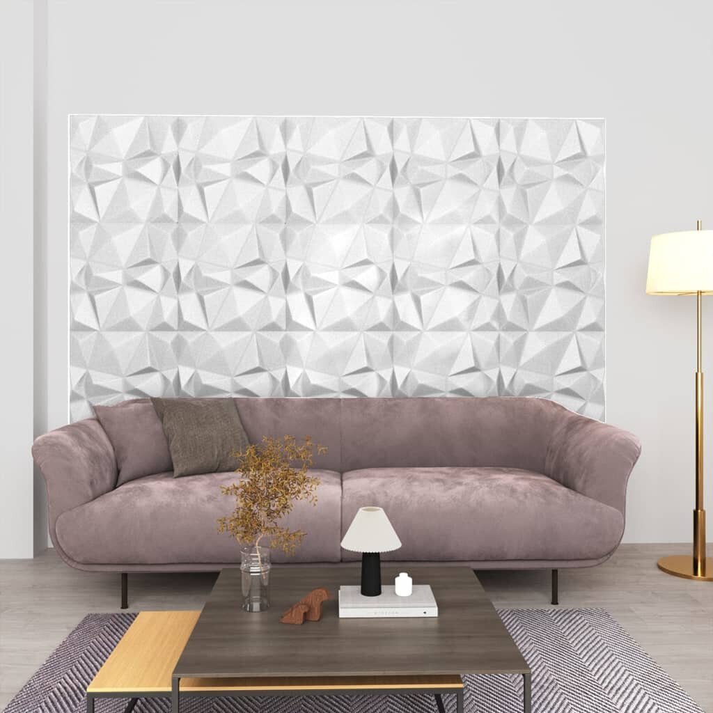 3D sienų plokštės, 12vnt., deimantų baltos, 50x50cm, 3m² kaina ir informacija |  Lubų, sienų dekoro elementai | pigu.lt