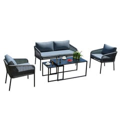 Комплект садовой мебели LEVINE (стол, диван и 2 кресла) черный цена и информация | Комплекты уличной мебели | pigu.lt