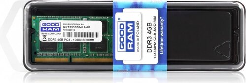 GoodRam DDR3 SODIMM 4GB 1333MHz CL9 (GR1333S364L9S/4G) цена и информация | Оперативная память (RAM) | pigu.lt