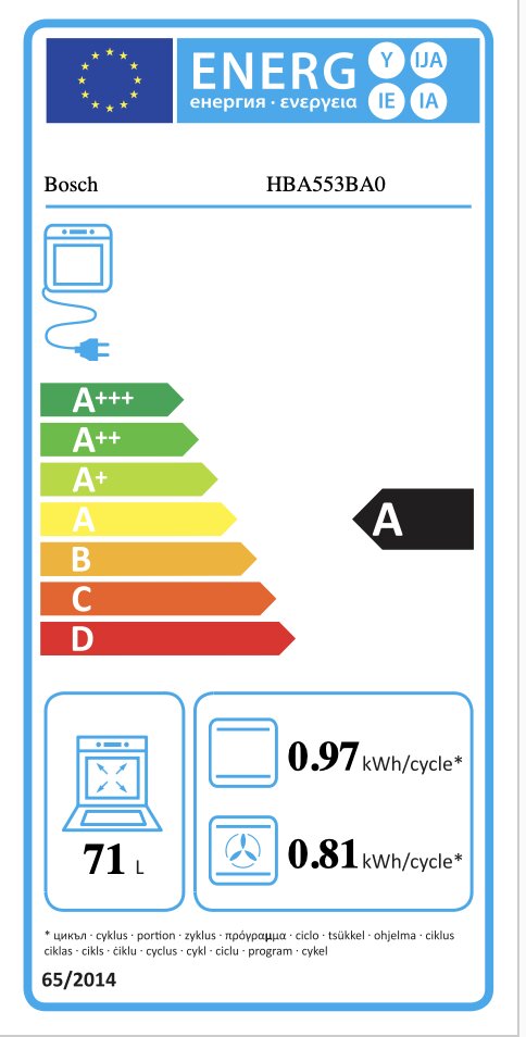 Bosch HBA553BA0 kaina ir informacija | Orkaitės | pigu.lt