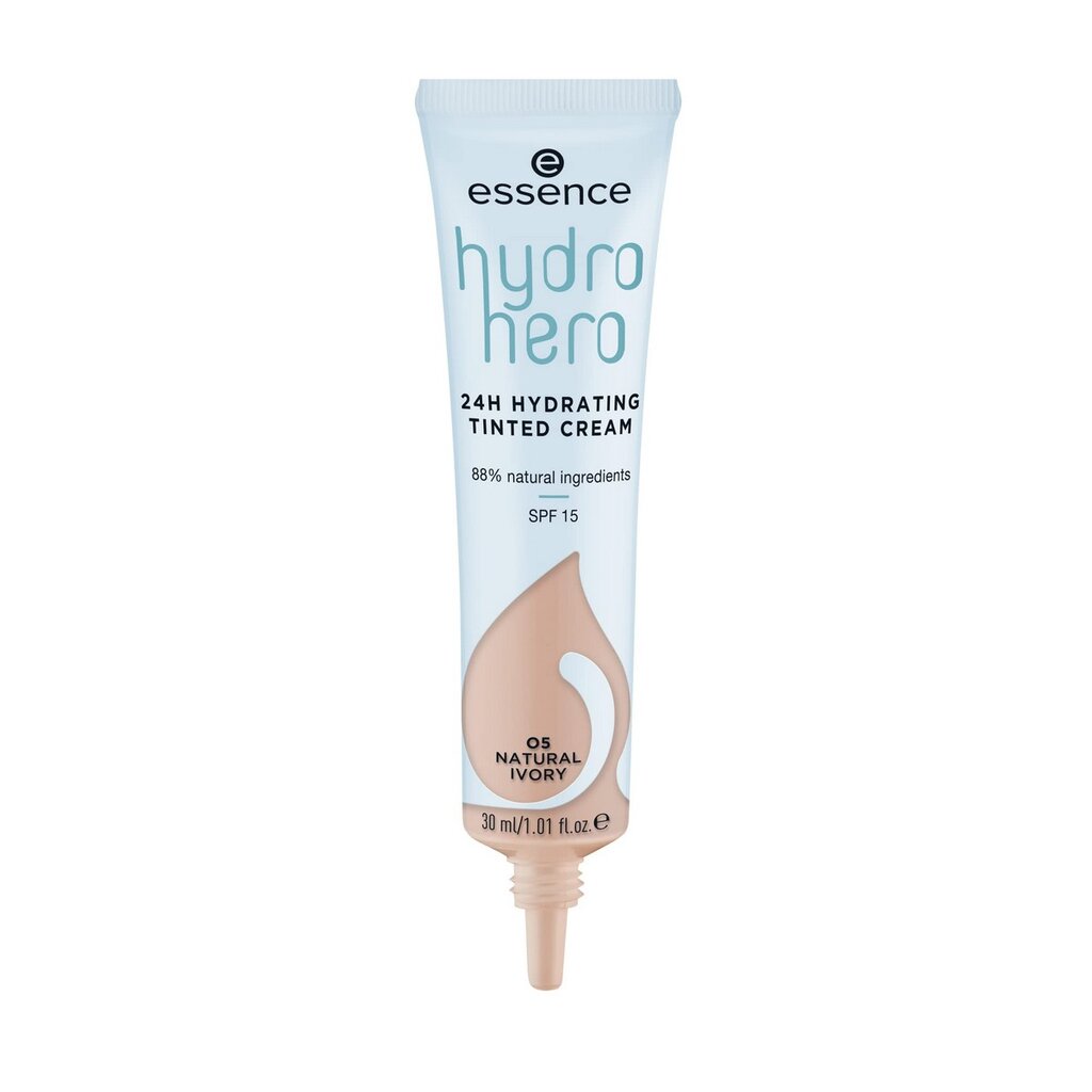 Drėkinamasis kremas su spalva Essence Hydro Hero 05-natural ivory SPF 15, 30 ml kaina ir informacija | Makiažo pagrindai, pudros | pigu.lt