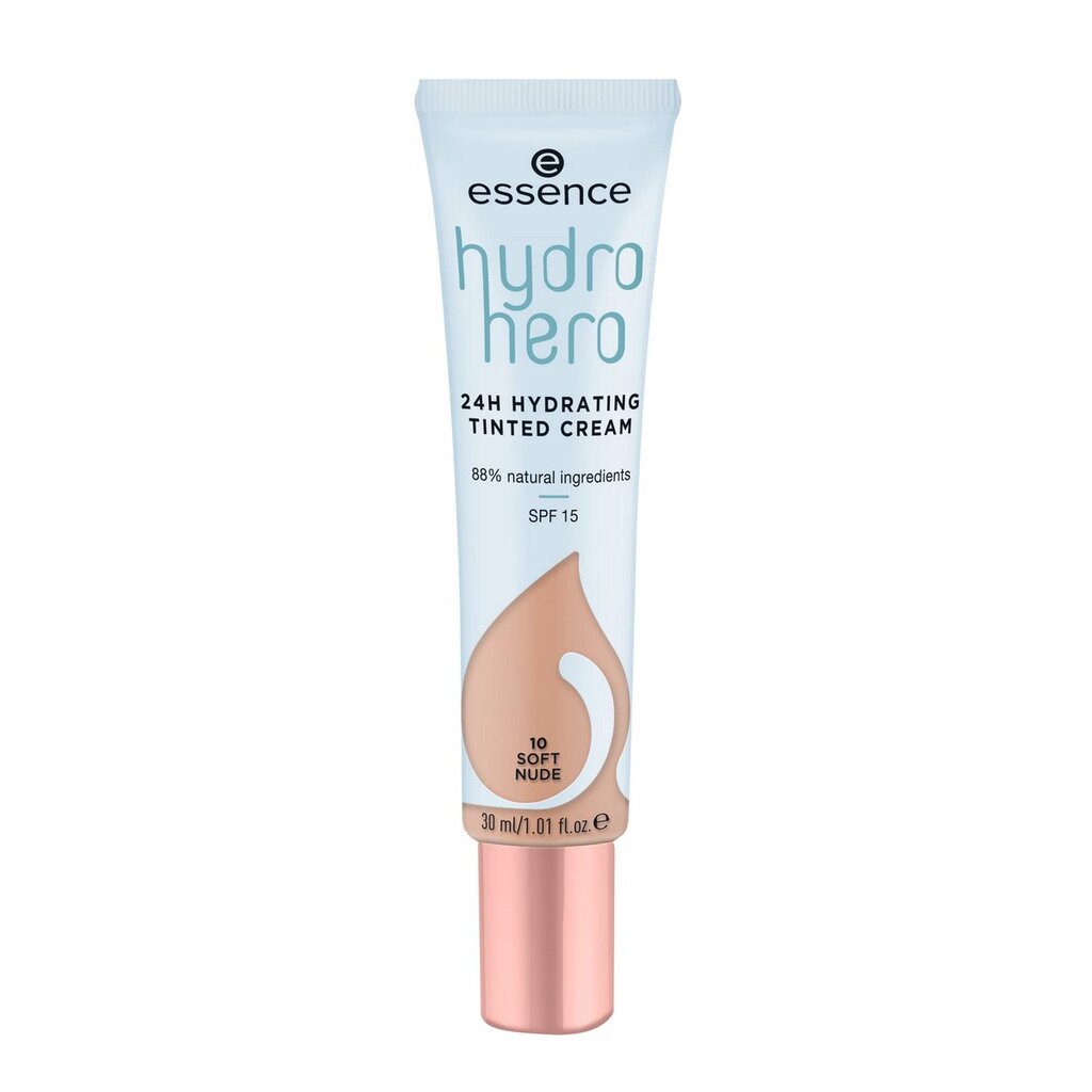 Drėkinamasis kremas su spalva Essence Hydro Hero 10-soft nude SPF 15, 30 ml kaina ir informacija | Makiažo pagrindai, pudros | pigu.lt