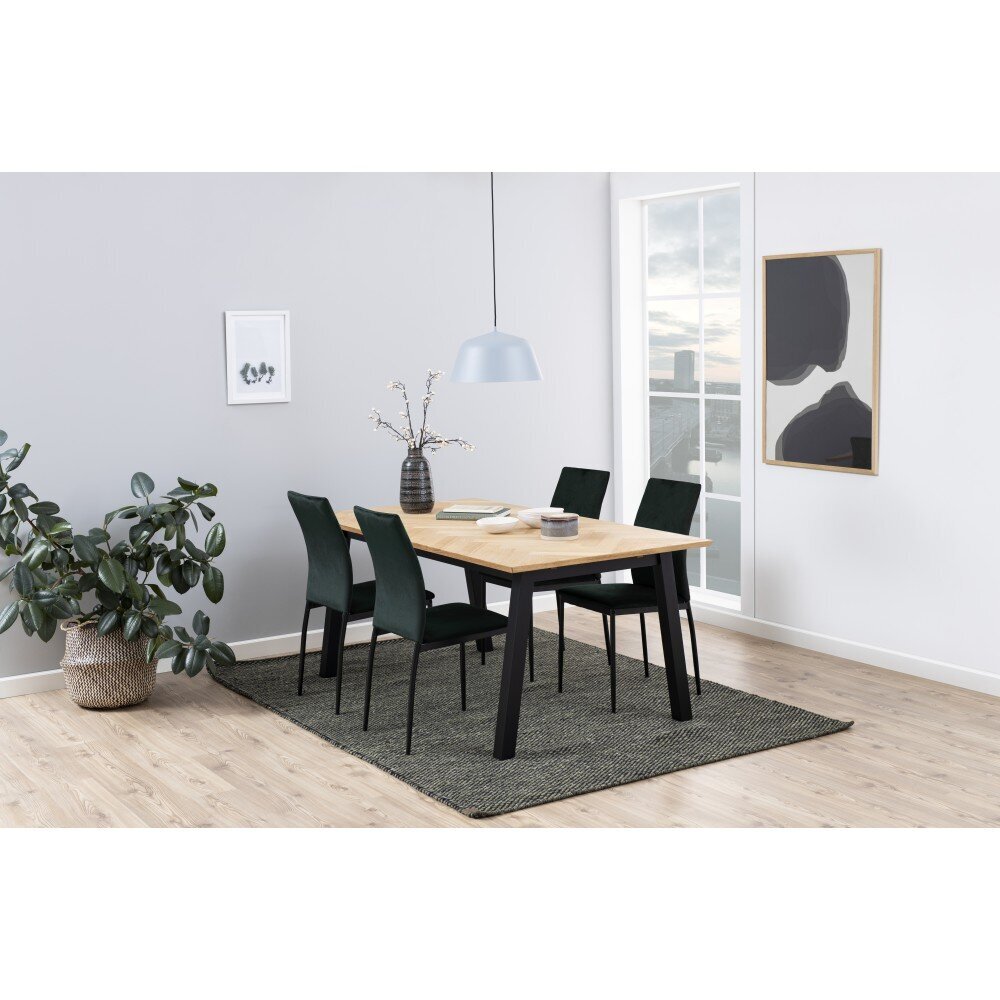 4-ių kėdžių komplektas Demina, žalias kaina ir informacija | Virtuvės ir valgomojo kėdės | pigu.lt