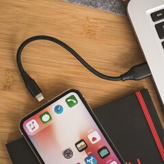 Кабель Forever Core MFI USB - Lightning 0,2 м 2,4А, черный цена и информация | Кабели для телефонов | pigu.lt